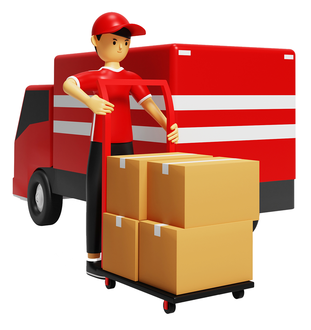 Ilustración de empleado de paquetería